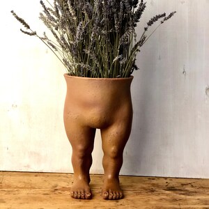 Handmade ceramic flower pot, Human body flower pot, Flower pot for dried plants, Vase for dried flowers, Creative, Fun Sculpture image 5