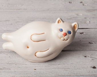 Handmade ceramic cat, Flying cat design, Animals art, Housewarming gift, Cats lovers gift, Christmas gift, cats figurine