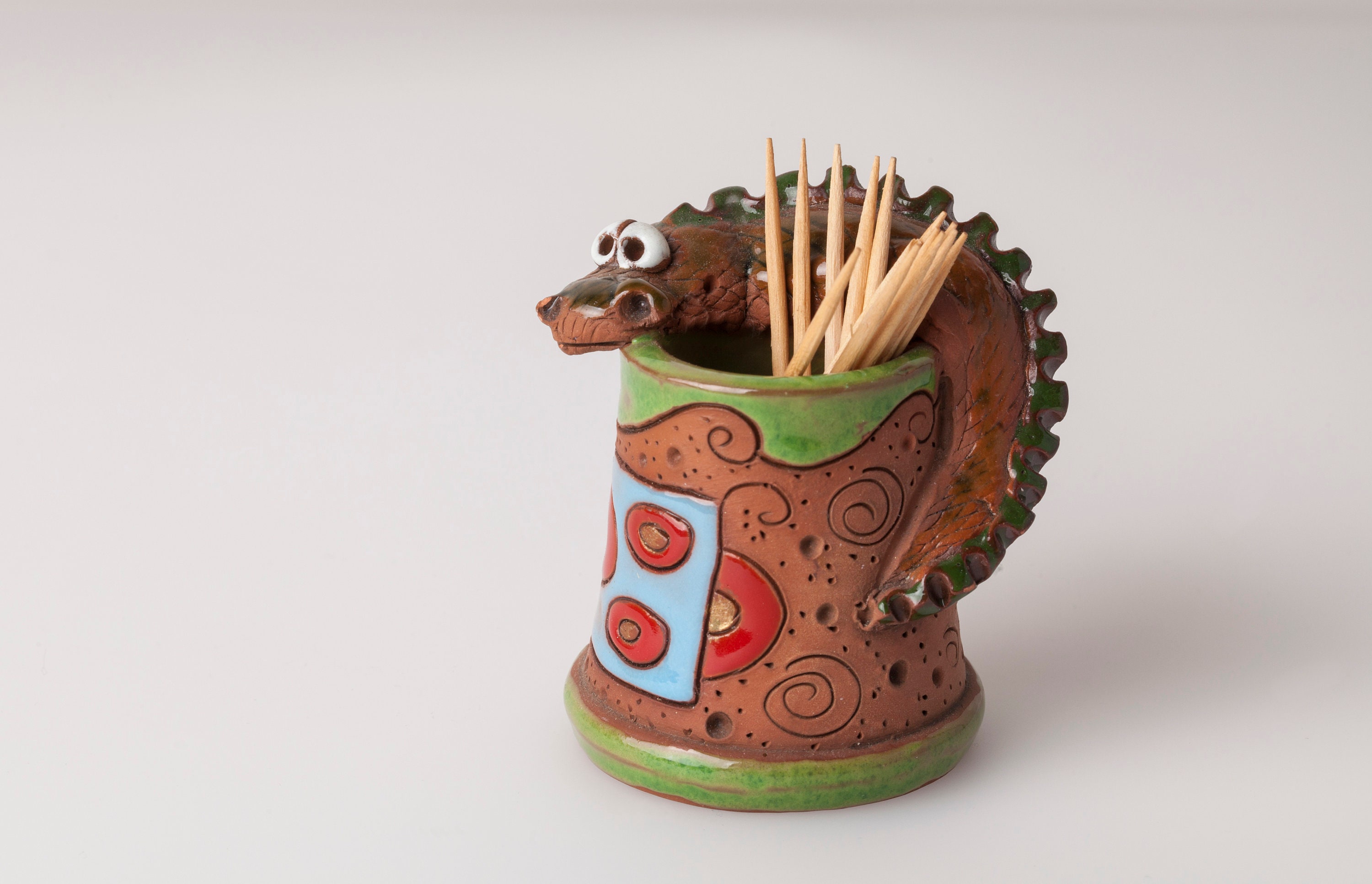 Ceramic Toothpick or Match Holder Fun Crocodiles Design Etsy