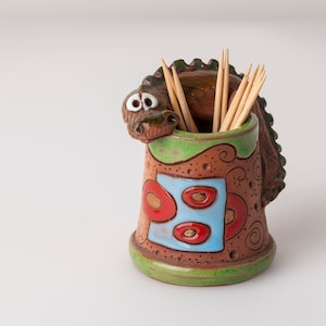 Ceramic toothpick or match holder, fun crocodiles design, kitchen decor, toothpicks holder, housewarming gift, wild animals, Christmas gift