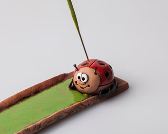 Ceramic incense holder, fun ladybird incense holder, handmade incense holder, Christmas gift, ceramic burner, Housewarming gift for woman