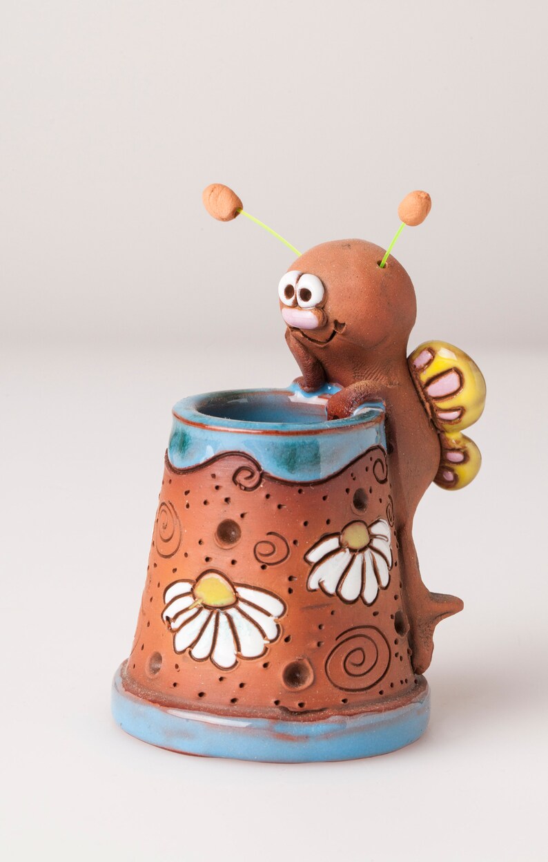 Ceramic Toothpick or Match Holder, Fun Butterfly Design, Kitchen