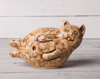 Handmade ceramic cat, Flying cat design, Animals art, Housewarming gift, Cats lovers gift, Christmas gift, cats figurine