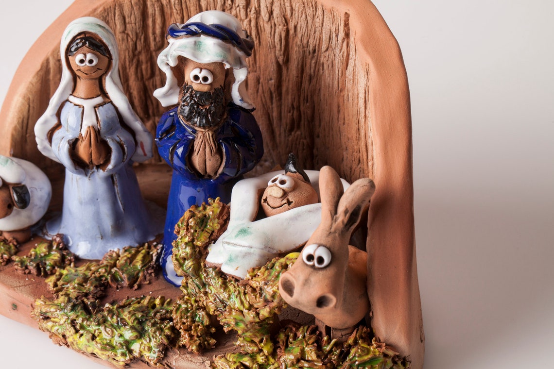 Handmade Ceramic Nativity Scene, Christmas Gift, Fun Nativity Scene