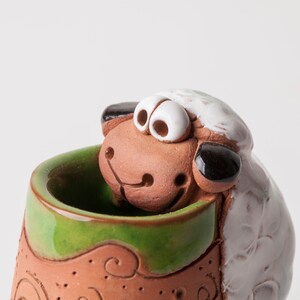 Ceramic toothpick or match holder, fun sheep design, toothpicks holder, housewarming gift, gift for sheep lovers, farm animals image 3