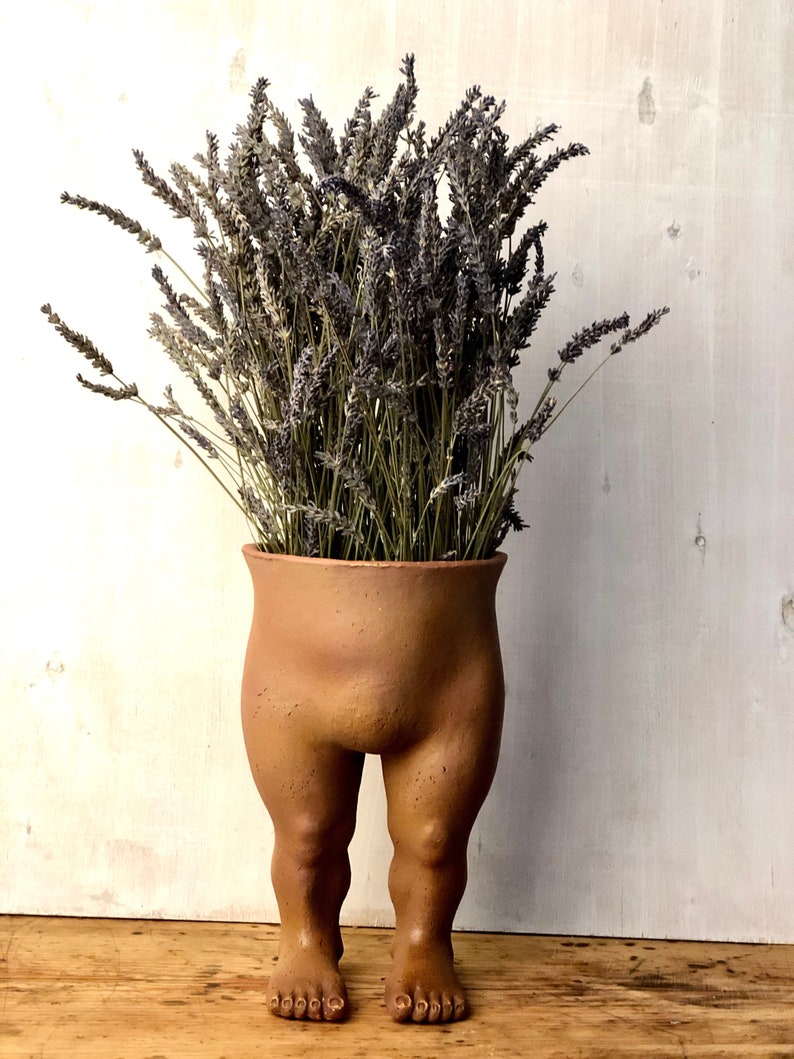 Handmade ceramic flower pot, Human body flower pot, Flower pot for dried plants, Vase for dried flowers, Creative, Fun Sculpture image 5