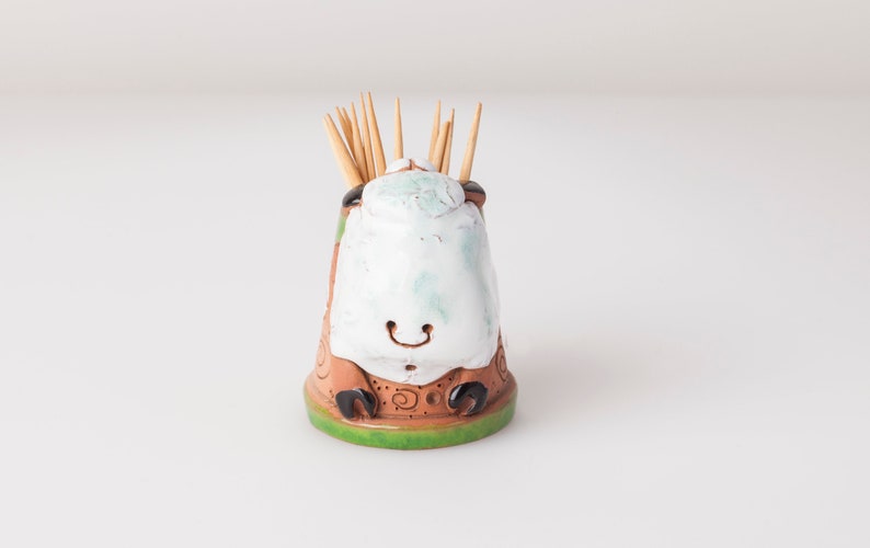 Ceramic toothpick or match holder, fun sheep design, toothpicks holder, housewarming gift, gift for sheep lovers, farm animals image 2