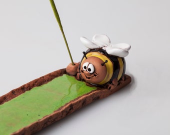 Ceramic incense holder, fun bee incense holder, handmade incense holder, Christmas gift, ceramic burner, Housewarming gift for woman