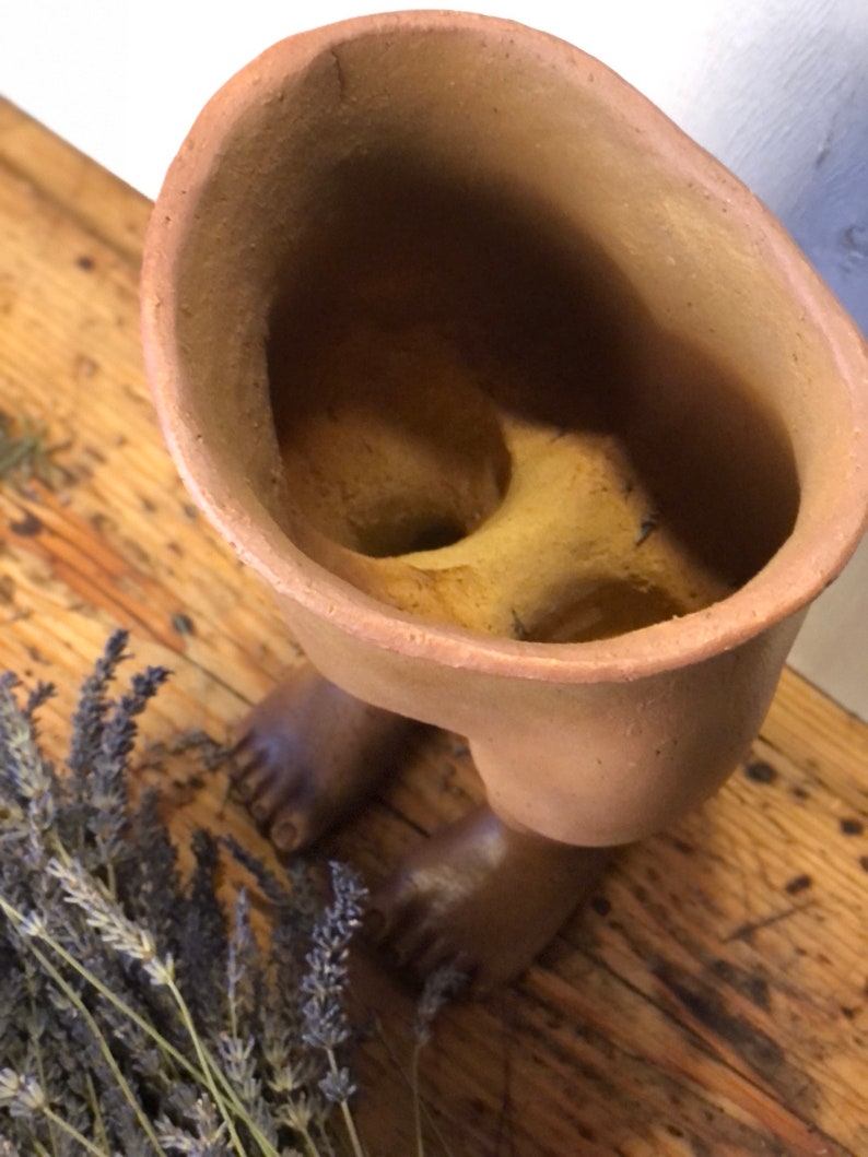Handmade ceramic flower pot, Human body flower pot, Flower pot for dried plants, Vase for dried flowers, Creative, Fun Sculpture image 3
