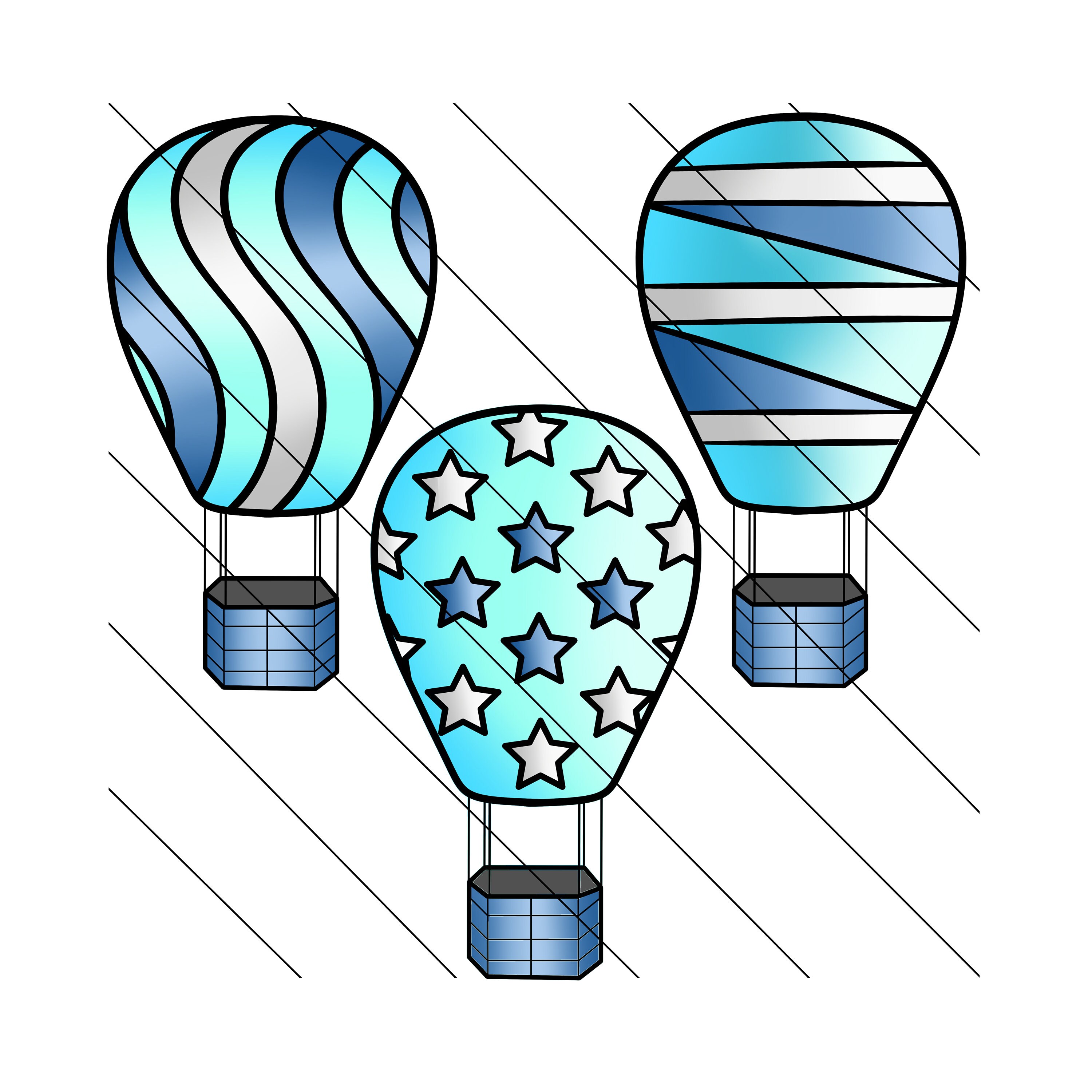 Heissluftballon Clipart Grafik Png Kommerzielle Etsy