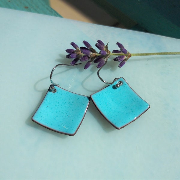 Blue Enamel Earrings Etsy