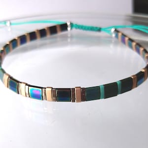 Tila Bracelet, Tila Miyuki Bracelet, Tila Bracelet, Glass Bead Bracelet, Handmade Jewellery, Turquoise Bead Bracelet.