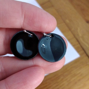 Black Earrings, Enamelled Earrings, Hope Enamels Enamel Jewellery