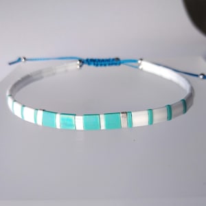 Blue Bracelet, Tila Miyuki Bracelet, Tila Bracelet, Glass Bead Bracelet, , Handmade Jewellery, Blue Glass Bead Bracelet, Large Bracelet