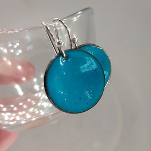 Blue enamel earrings, Hope Enamels, Turquoise, Blue, Teal