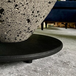 Planter Pot Wheel Stand | 38 cm diameter | 15" Black Wooden Stand | Black Wheel Saucer| Fire burn Modern Planter Stand | Plant Accessories