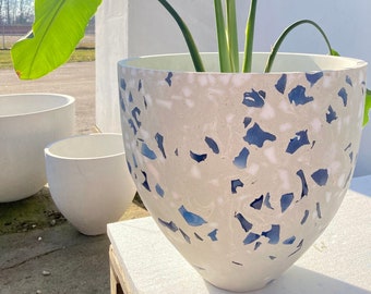XL Slim Terrazzo Planter 'Santo Blue' | Green & Blue Planter | Big Pot | Terrazzo Planter | Flower pot | Indoor pot | Outdoor pot