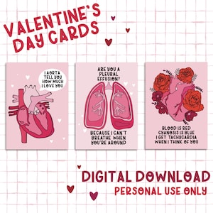 5x7 Valentine’s Day Printables | Valentine Cards | Medical Puns | Cardiology Valentine | Digital Download