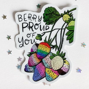 Adesivo Vaporwave Berry orgoglioso di te / Adesivo Pride alla fragola / Bandiere Pride / Berry Best
