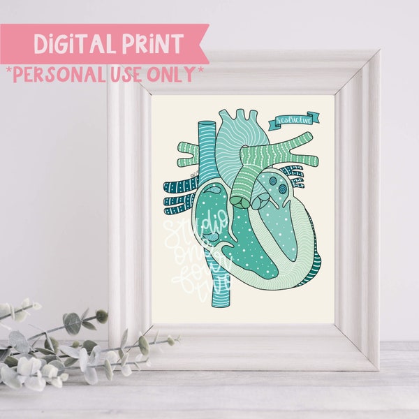 Restrictive Cardiomyopathy Digital Print | Anatomical Heart Illustration | Digital Print Only | CHD Illustrations