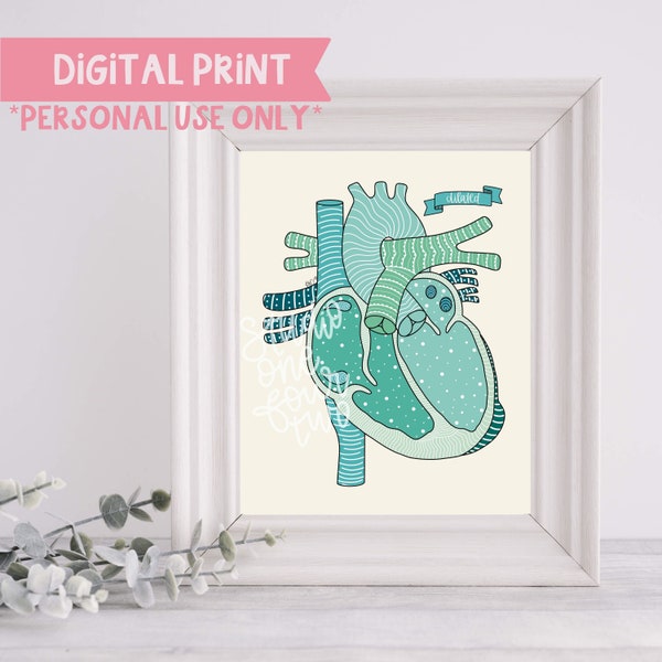 Dilated Cardiomyopathy Heart Illustration | Digital Print Only | CHD Heart Illustration