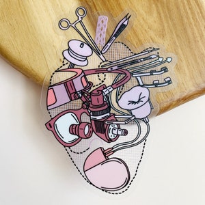 Cardiothoracaal chirurg hart | Frosted duidelijke sticker | Anatomisch hart