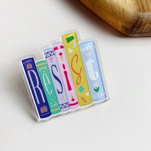 Banned Books Acrylic Pin | Resist | Bookshelf | Acrylic Lapel Pin