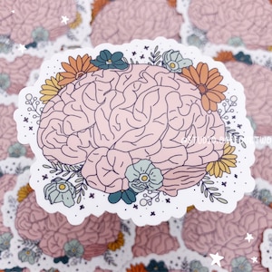 Cute Anatomical Brain Sticker | Flower Brain | Vinyl Sticker