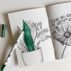 Motivational Mother Nature Coloring Book A5 Coloring Book Plant Illustrations Flowers Quotes image 5