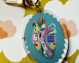Nursing Heart Acrylic Keychain | Anatomical Heart Acrylic Keychain