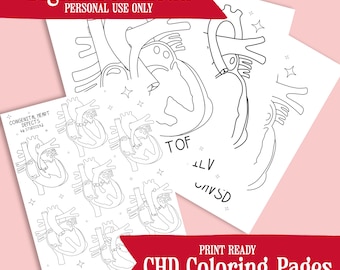 Disegni da colorare sulla cardiopatia coronarica / Materiali stampabili / Attività per il mese del cuore / Consapevolezza sulla cardiopatia coronarica / Mese del cuore / Download digitale