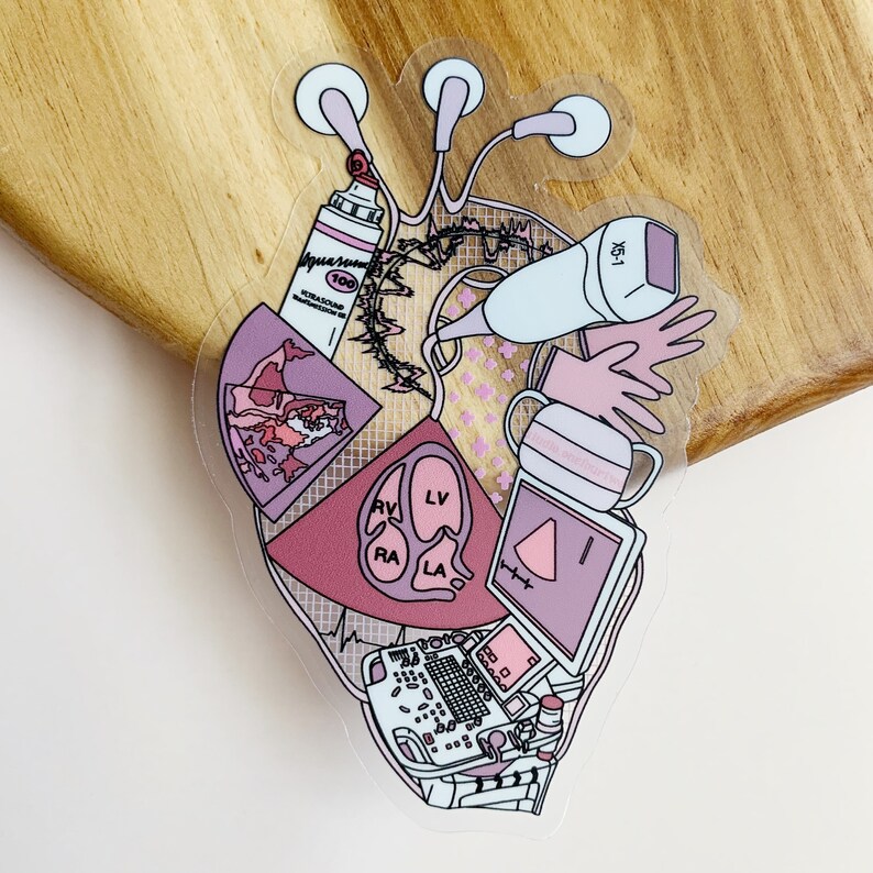 Cardiac Pacemaker Sticker Cardiac Sonographer Heart | Frosted Clear Sticker | Anatomical Heart - Etsy
