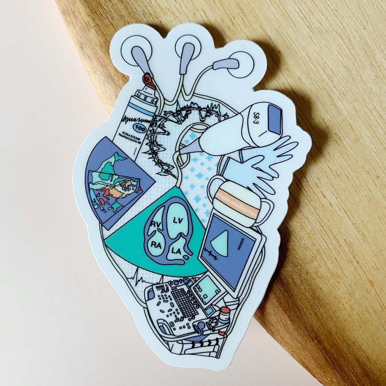 Cardiac Pacemaker Sticker Cardiac Sonographer Heart | Frosted Clear Sticker | Anatomical Heart - Etsy