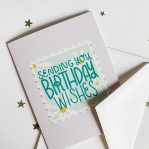 Tarjeta de deseos de cumpleaños / Feliz cumpleaños / Cumpleaños de larga distancia / Tarjeta de sello postal