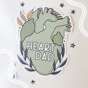 Pegatina de papá con corazón / Pegatina de cardiopatía congénita / Pegatina de familia con corazón