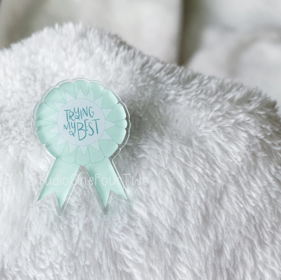 Trying Ribbon Trying My Best Acrylic Pin | Award Ribbon | Acrylic Lapel Pin | Mental ...