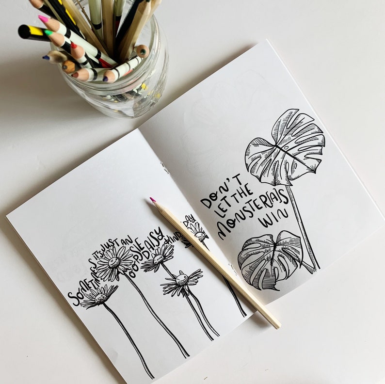 Motivational Mother Nature Coloring Book A5 Coloring Book Plant Illustrations Flowers Quotes image 3