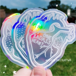 One Badass Heart Holographic Sticker | Anatomical Heart | CHD Warrior | Vinyl Sticker