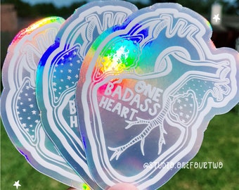 One Badass Heart Holographic Sticker | Anatomical Heart | CHD Warrior | Vinyl Sticker