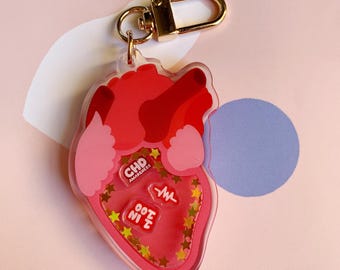 1 in 100 Acrylic Shaker Keychain | Anatomical Heart Acrylic Keychain