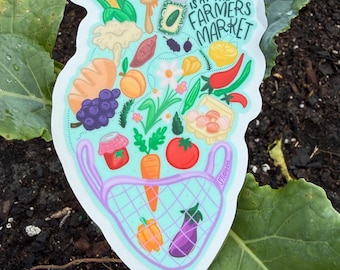Farmer’s Market Heart | Frosted Clear Stickers | Anatomical Heart