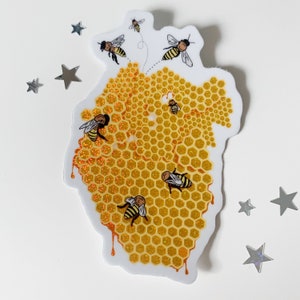 Honeycomb Heart Stardust Sticker | Bees | Anatomical Heart