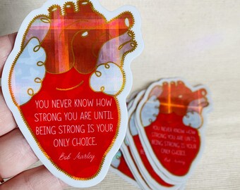 Cuore forte / Adesivo prisma / Cuore anatomico / Bob Marley