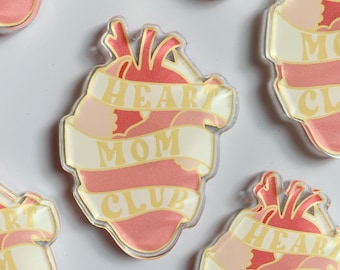 Heart Mom Club Acrylic Magnet | Anatomical Heart