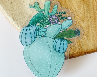 Stuck On You Cactus Heart Clear Sticker