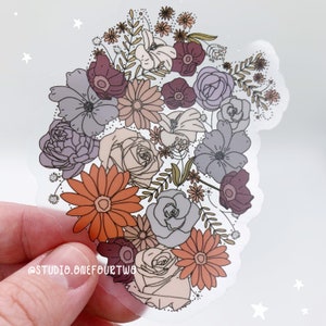 Floral Anatomical Heart Clear Sticker | Fields of Flowers Heart