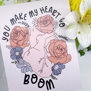 Cute Anatomical Heart Card | Anniversary Card | Love Card | Greeting Card