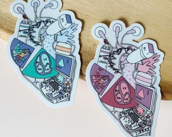 Cardiac Sonographer Heart | Frosted Clear Sticker | Anatomical Heart