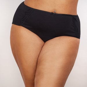 Women&#39;s Premium Cotton Full Briefs with Lace Embroidery Multi Pack Ladies Comfort Stretch Underwear UK Plus Sizes 14-32