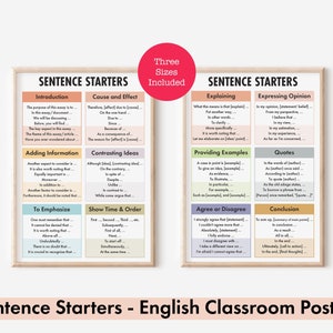 Tableaux des phrases pour débutants : amélioration de la structure des phrases en écriture anglaise, décoration bohème dans une salle de classe, écriture académique, téléchargement numérique
